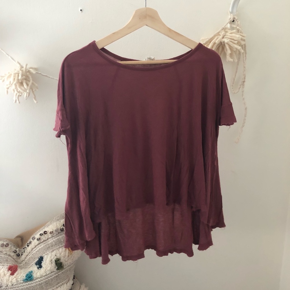 pac sun/ la hearts flows maroon short sleeve